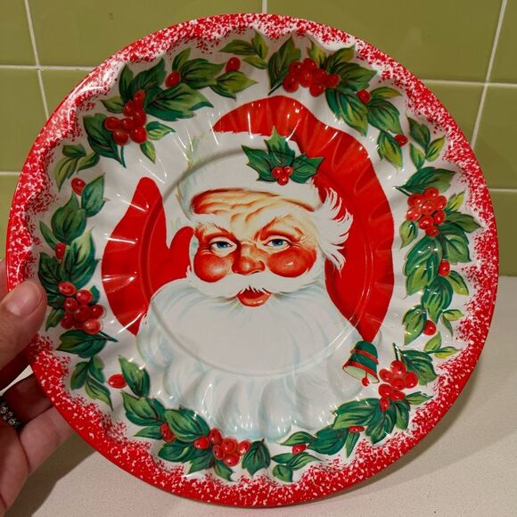 Vintage Santa Claus Plastic Plate/Tray for Christmas Cookies - Picture 1 of 3